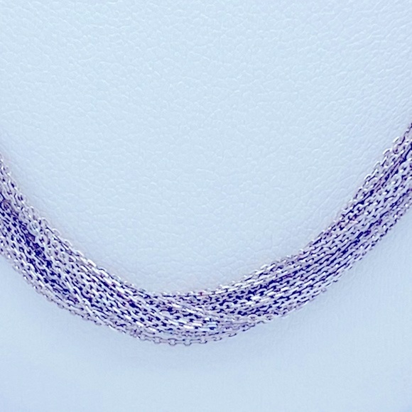 Sterling Silver Marked Multiple Chains And Beads With Cubic Zirconia Neckkace - Picture 4 of 8